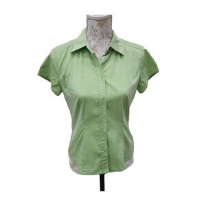 New York & Company Camp Shirt Short Sleeve Light Green Top Women's Small